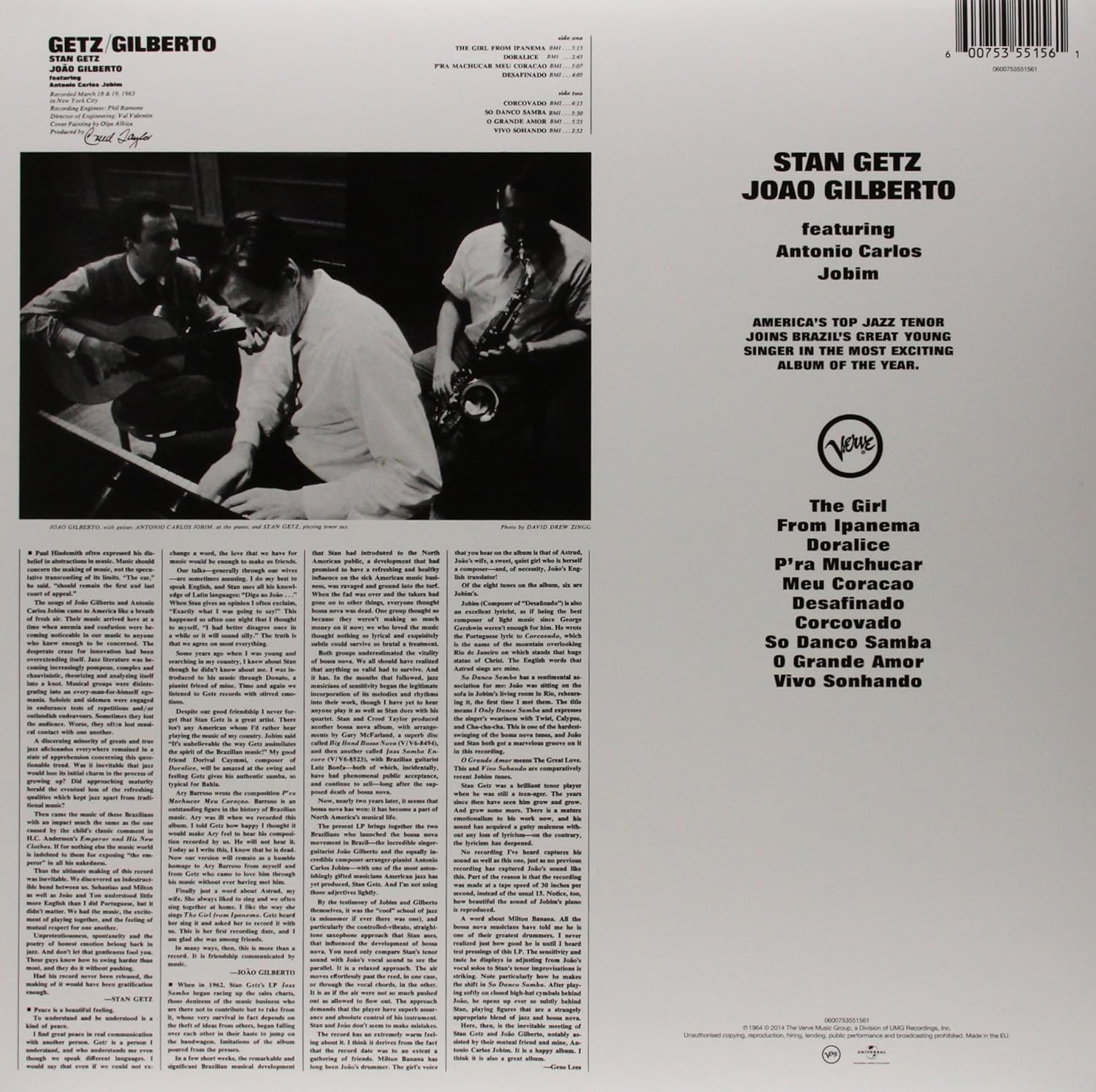Stan Getz & Joao Gilberto* – Getz / Gilberto