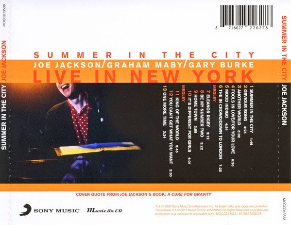 Joe Jackson - Summer In The City - Live In New York