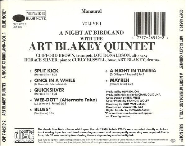 Art Blakey Quintet - A Night At Birdland • Volume 1