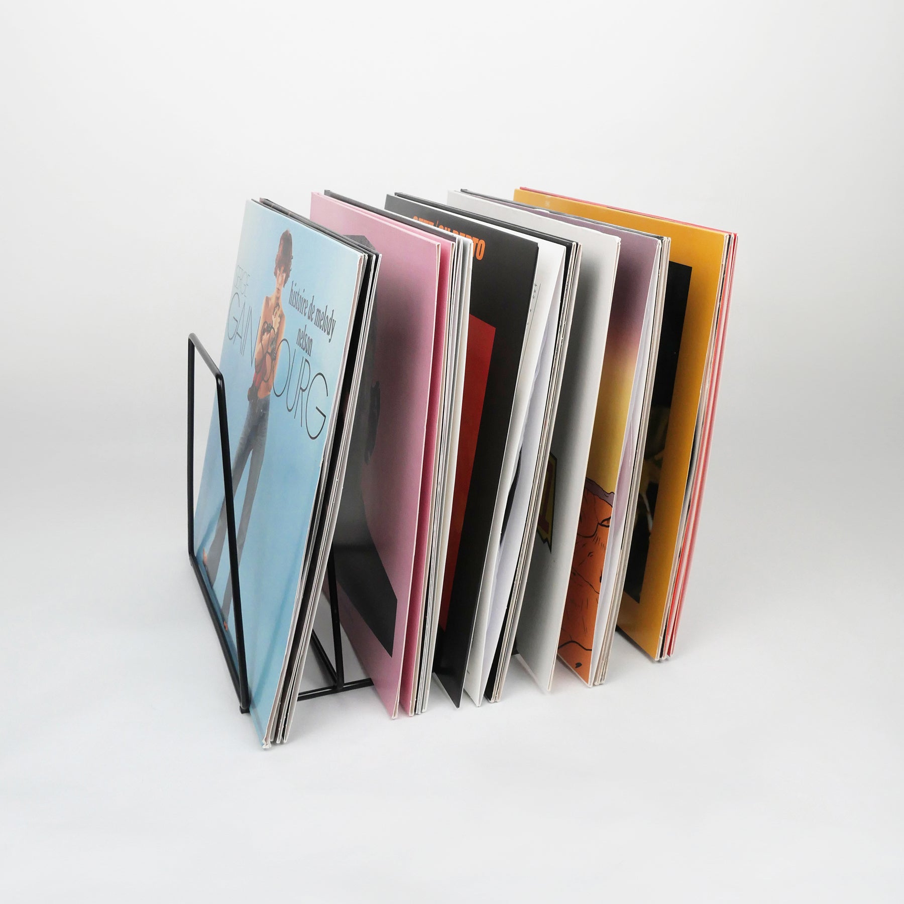 Porte disques vinyle en métal noir