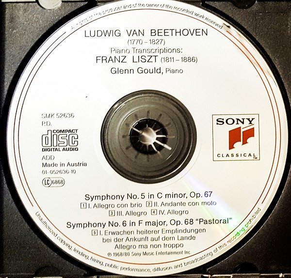 Ludwig van Beethoven / Franz Liszt, Glenn Gould - Piano Transcriptions – Symphony No. 5, Op. 67 &amp; No. 6, Op. 68: 1st Movement = 1. Satz