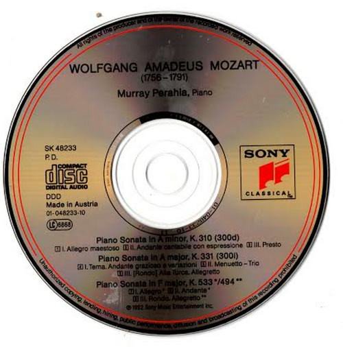 Wolfgang Amadeus Mozart, Murray Perahia - Mozart Piano Sonatas K.310 - K.331 - K.533/494