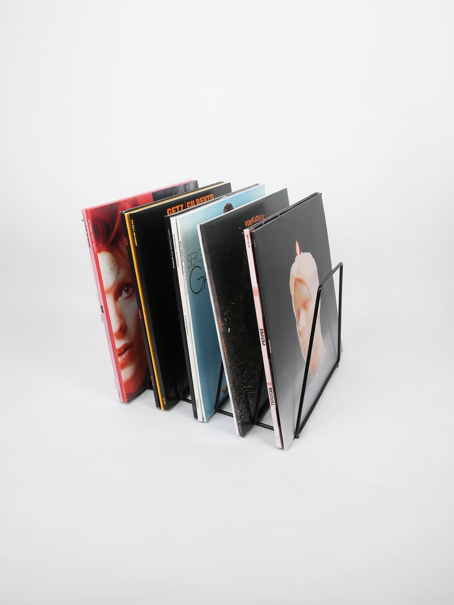 Porte disques vinyle en métal noir